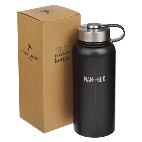 Man of God Matte Black Stainless Steel Water Bottle
