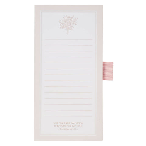 Everything Beautiful Blush Taupe Magnetic Notepad and Pen Gift Set - Ecclesiastes 3:11