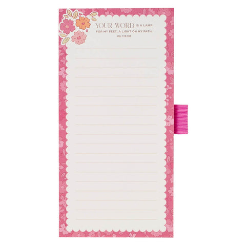 Lamp for My Feet Pink Meadow Magnetic Notepad and Pen Gift Set - Psalm 119:105