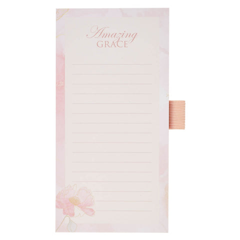 Amazing Grace Pink Floral Magnetic Notepad and Pen Gift Set