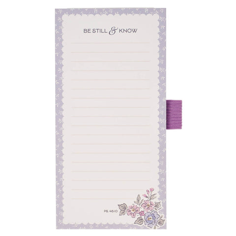 Be Still and Know Purple Trio Magnetic Notepad and Pen Gift Set - Psalm 46:10