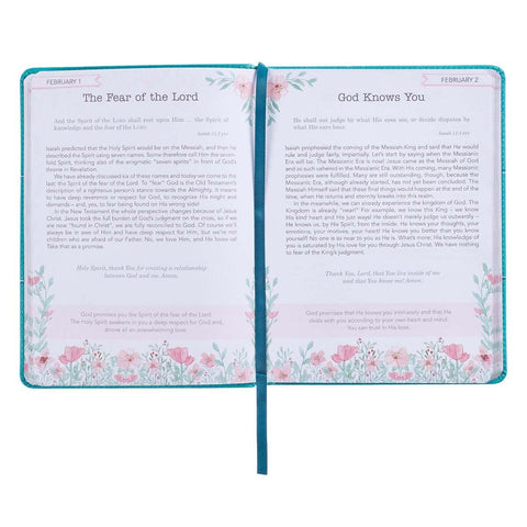 In the Light of His Glory Teal Faux Leather Devotional