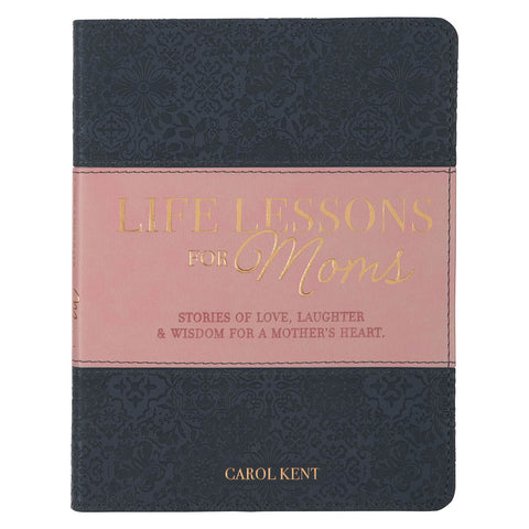 Life Lessons for Moms  Gray and Pink Faux Leather Gift Book