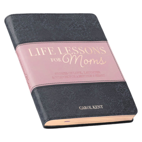 Life Lessons for Moms  Gray and Pink Faux Leather Gift Book