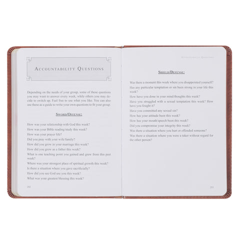 The Sword and Shield Saddle Tan Faux Leather Devotional