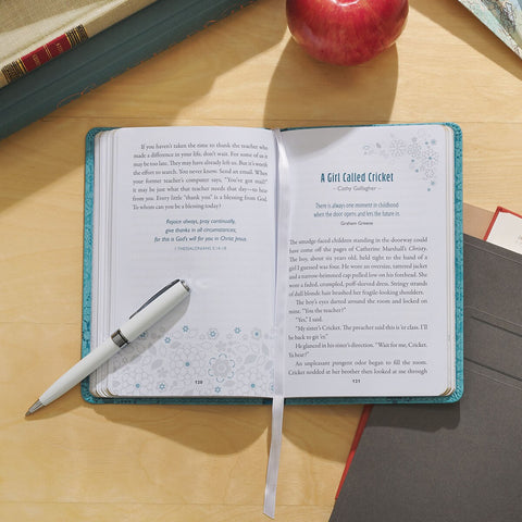 Moments of Grace for Teachers: Stories & Scriptures Blue Faux Leather Gift Book