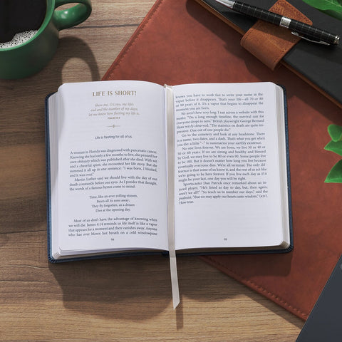 Finding Peace in the Psalms Navy Blue Faux Leather Daily Devotional