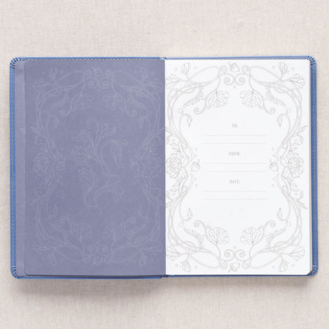 Growing Faith: 90 Devotional Stories for Families Blue Faux Leather Gift Book