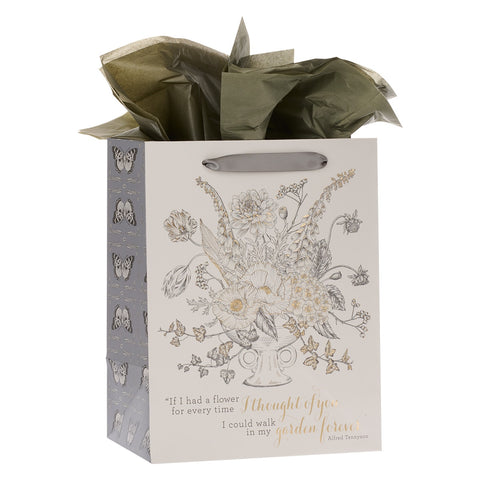Garden Notes Gray Flowerpot Large Portrait Gift Bag and Card Set