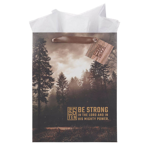 Be Strong in the Lord Woodland Large Portrait Gift Bag - Ephesians 6:10