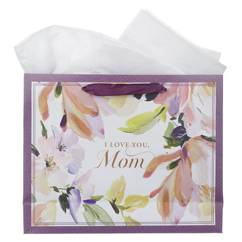 I Love You Mom Purple Foral Large Landscape Gift Bag