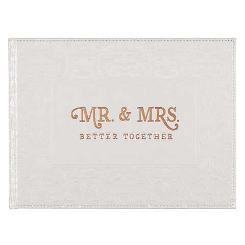 Mr. & Mrs. Medium White Faux Leather Wedding Guest Book