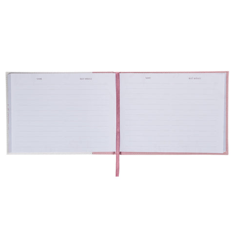 Pink Floral Mr. & Mrs. Medium Faux Leather  Wedding Guest Book  - 1 John 4:19