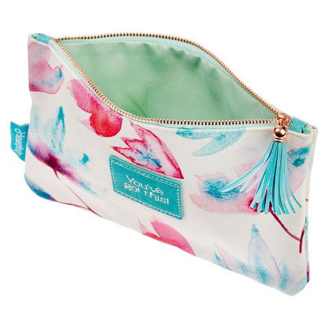 You've Got This Pink Petals Zippered Canvas Pouch