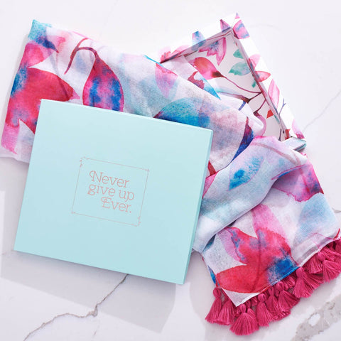Never Give Up Pink Petals Scarf