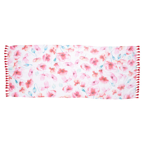 Cherish Every Moment Coral Poppies Scarf