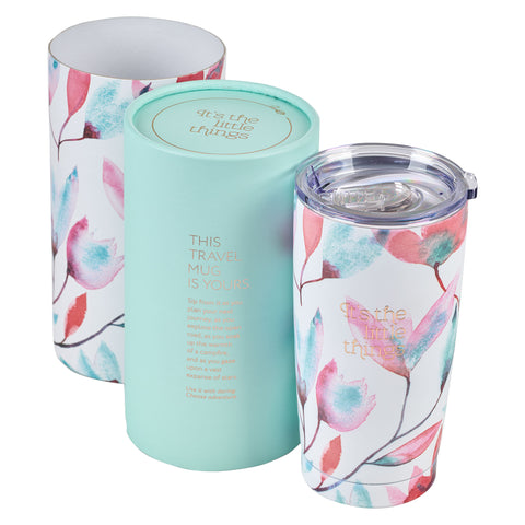 It's The Little Things Pink Petals Stainless Steel Travel Mug