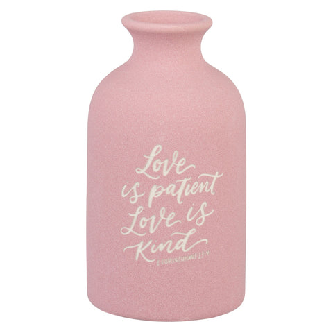 Love is Patient Pink Ceramic Table Vase - 1 Corinthians 13:4