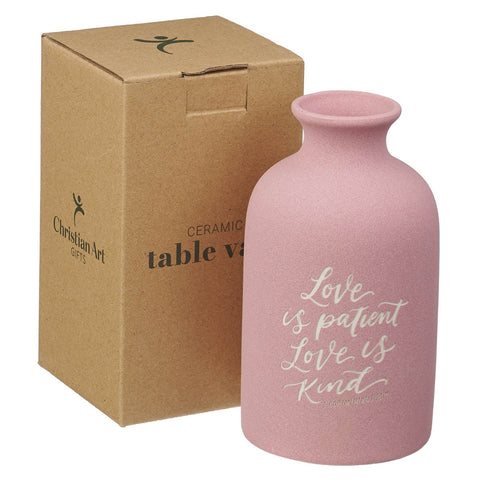 Love is Patient Pink Ceramic Table Vase - 1 Corinthians 13:4