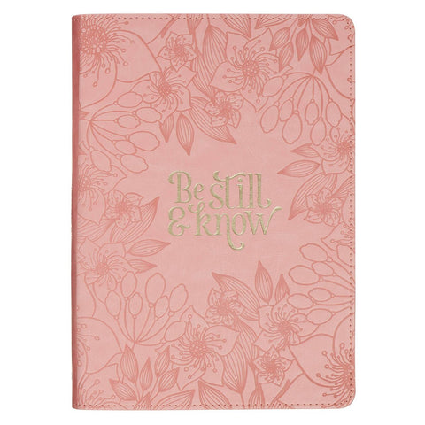 Be Still and Know Pink Floral Faux Leather Classic Journal - Psalm 46:10