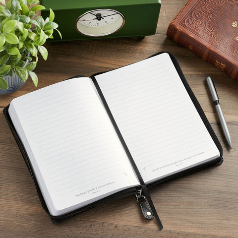 Man of God Espresso Brown and Walnut Faux Leather Classic Journal with Zipper Closure - 1 Timothy 6:11