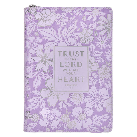 Trust in the Lord Lilac Floral Classic Journal with Zipper Closure - Proverbs 3:5