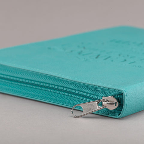 I Can Do Everything Zippered Classic LuxLeather Journal In Turquoise - Philippians 4:13