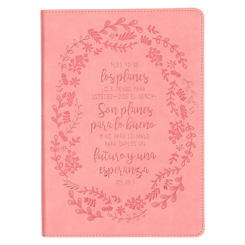 Diario de piel sintética rosa «Yo sé los planes» - Jeremías 29:11