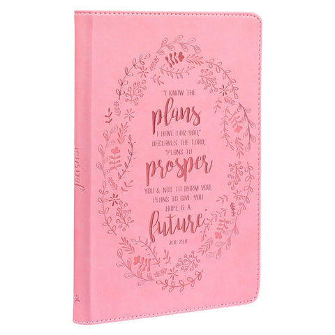 I Know the Plans Pink Slimline Faux Leather Journal - Jeremiah 29:11