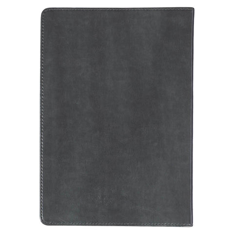 Diario clásico de piel sintética gris con cierre de cremallera «Sé fuerte y valiente» - Josué 1:9