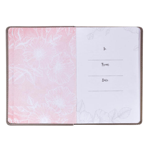 Strength and Dignity  Taupe Faux Leather Journal – Proverbs 31:25