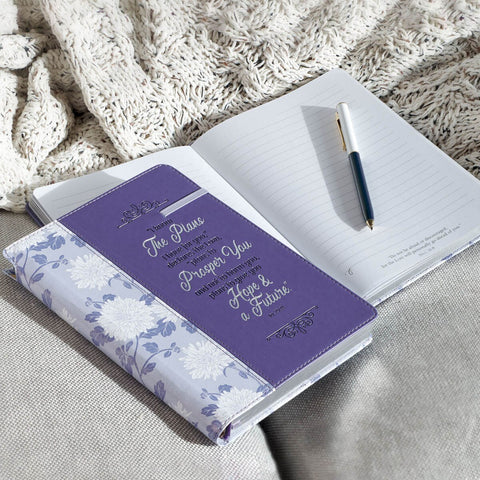 I Know the Plans Purple Floral Classic Journal with Elastic Closure and Pen Holder - Jeremiah 29:11