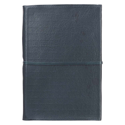 I Know the Plans Navy Full Grain Leather Journal with Wrap Closure - Jeremiah 29:11