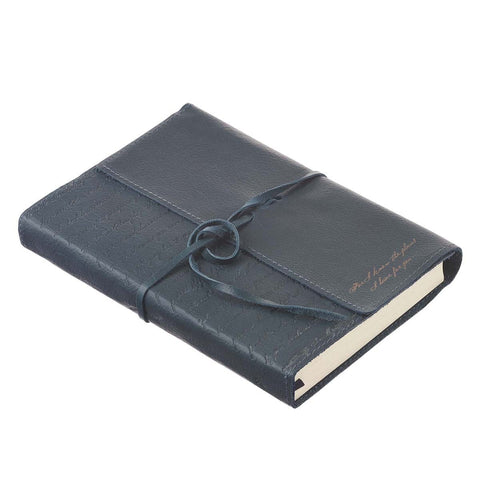 I Know the Plans Navy Full Grain Leather Journal with Wrap Closure - Jeremiah 29:11