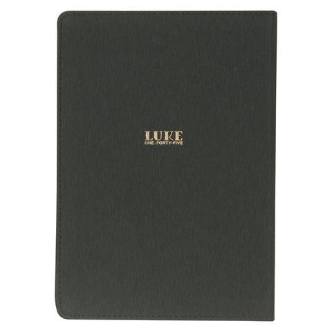 Blessed Charcoal Gray Faux Leather Classic Journal  - Luke 1:45