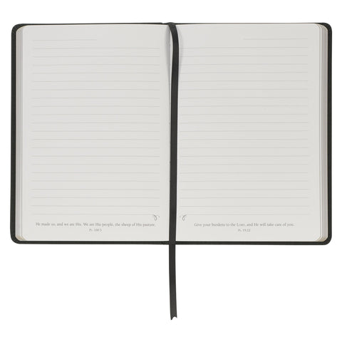 Blessed Charcoal Gray Faux Leather Classic Journal  - Luke 1:45