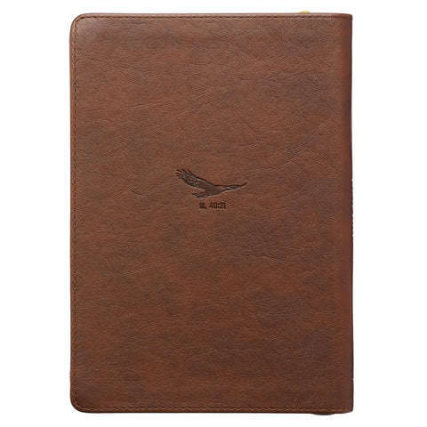 Soar Brown Faux Leather Classic Journal with Zipped Closure -  Isaiah 40:31