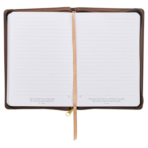 Soar Brown Faux Leather Classic Journal with Zipped Closure -  Isaiah 40:31
