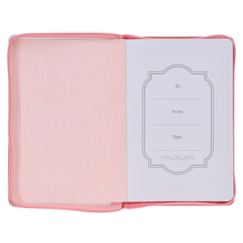 The Plans Pink Bouquet Faux Leather Classic Journal with Zippered Closure - Jeremiah 29:11