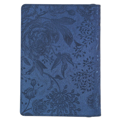 Blessed Peacock Blue Faux Leather Journal with Zipper Closure - Jeremiah 17:7