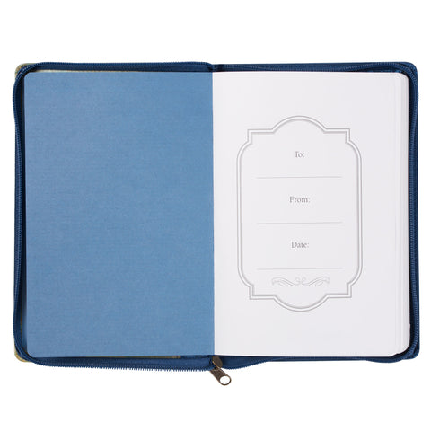 Blessed Peacock Blue Faux Leather Journal with Zipper Closure - Jeremiah 17:7