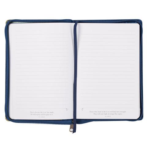 Blessed Peacock Blue Faux Leather Journal with Zipper Closure - Jeremiah 17:7