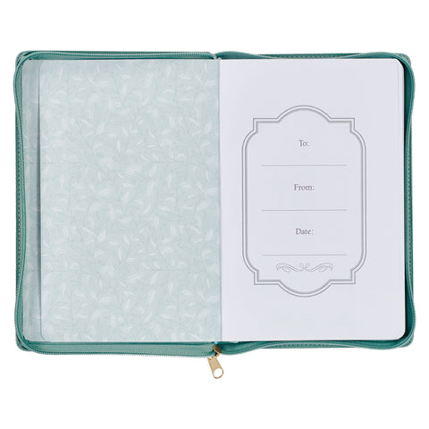 Strength and Dignity Misty Teal Faux Leather Journal - Proverbs 31:25