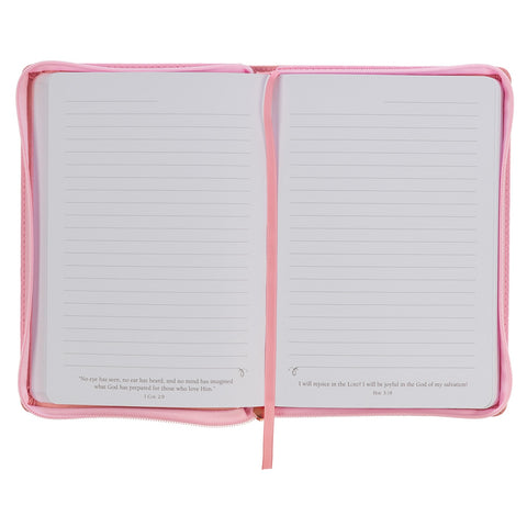 Strength and Dignity Peach Pink Faux Leather Classic Journal with Zipper Closure - Proverbs 31:25