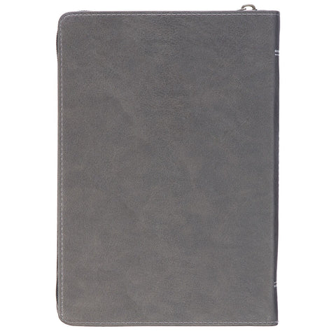 Wings Like Eagles Steel Gray Faux Leather Journal with Zipper Closure - Isaiah 40:31