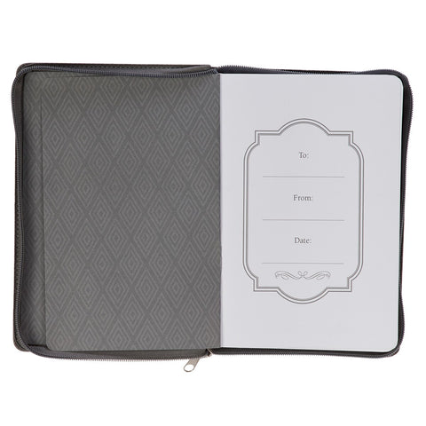 Wings Like Eagles Steel Gray Faux Leather Journal with Zipper Closure - Isaiah 40:31