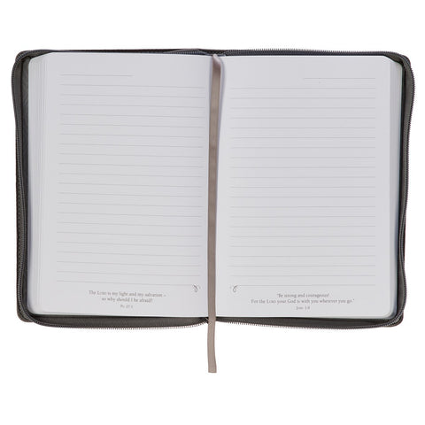 Wings Like Eagles Steel Gray Faux Leather Journal with Zipper Closure - Isaiah 40:31