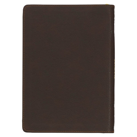 With God All Things Are Possible Two-tone Brown Faux Leather Classic Journal with Zippered Closure - Matthew 19:26