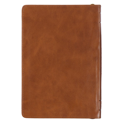 Be Strong Toffee Brown Faux Leather Classic Journal with Zippered Closure - Joshua 1:9