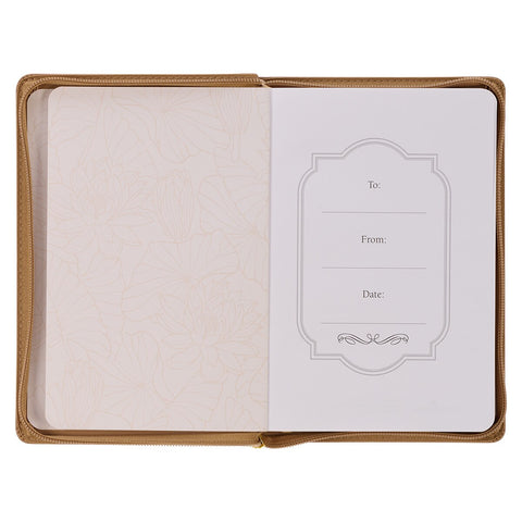 Grateful Butterscotch Faux Leather Classic Journal with Zippered Closure - Psalm 106:1